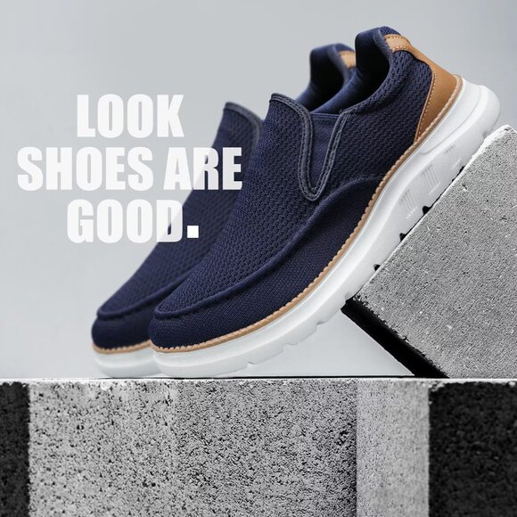 ?Men Closed Toe Loafers Dark Blue Sneakers Pull-On Walking Comfort Casual Shoes main image 6